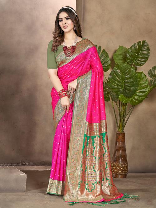 Light Pink Silk Saree With Blouse Piece