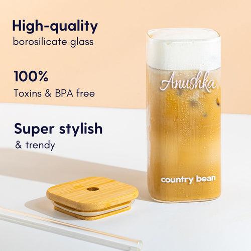 Mason Glass With Straw 410ml (Free Personalisation)