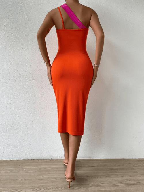 Stretchable Ribbed Dual-Color Dress
