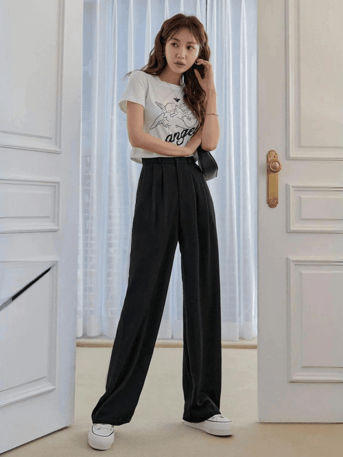 Relaxed Korean Front Pleated Pants