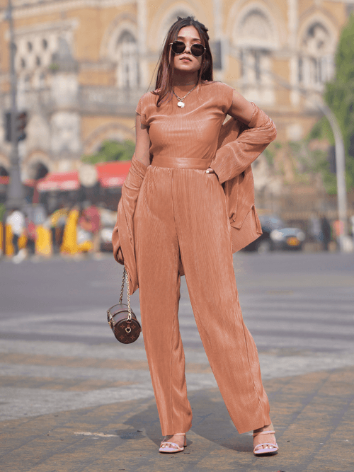 On the Go Two Piece Pleated Shirt & Pants Co-ord set