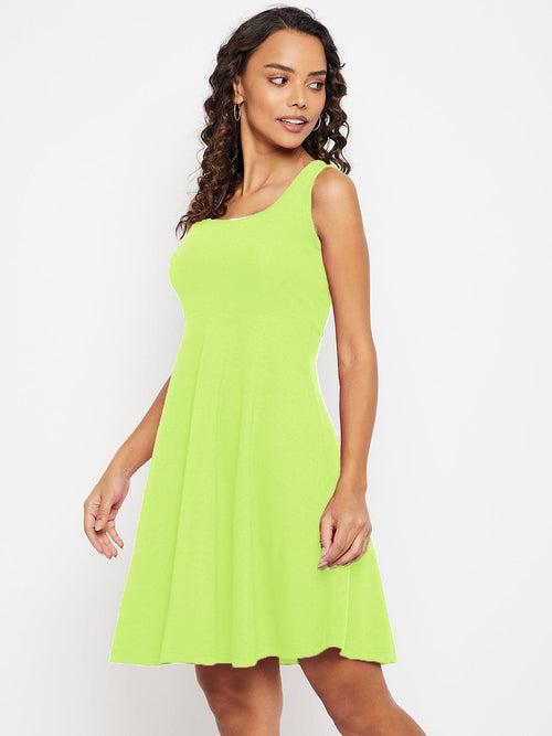 Sleeveless Round Neck Stretchable Cotton Skater Dress