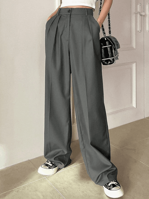 Relaxed Korean Front Pleated Pants