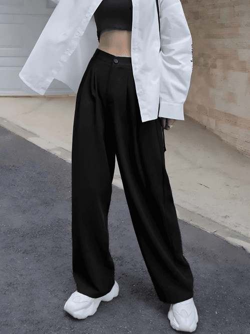 Relaxed Korean Front Pleated Pants