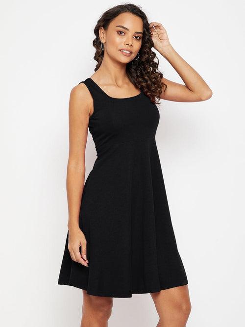 Sleeveless Round Neck Stretchable Cotton Skater Dress