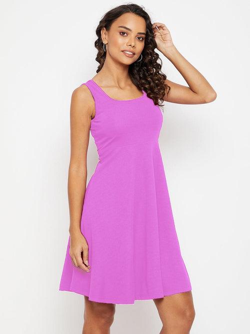 Sleeveless Round Neck Stretchable Cotton Skater Dress