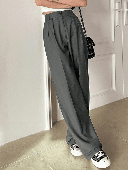 Relaxed Korean Front Pleated Pants