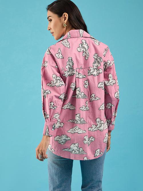 Printed Asymmetrical Cotton Shirt