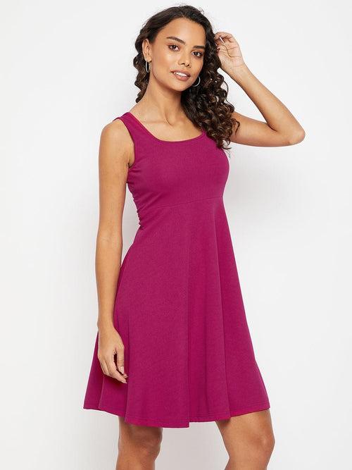 Sleeveless Round Neck Stretchable Cotton Skater Dress