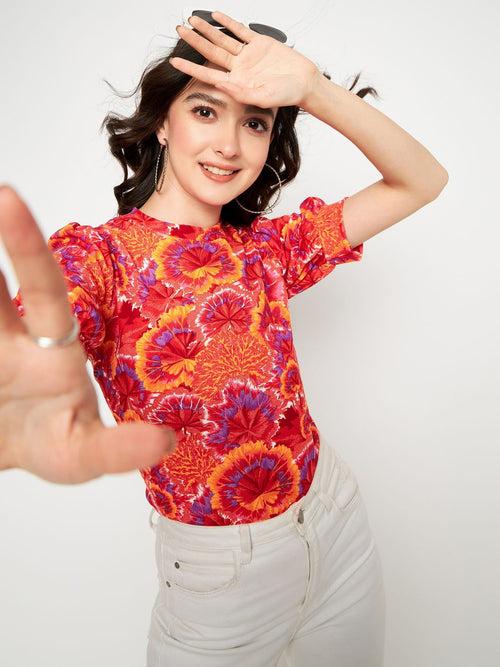 Cotton Stretchable Puff Sleeve Top