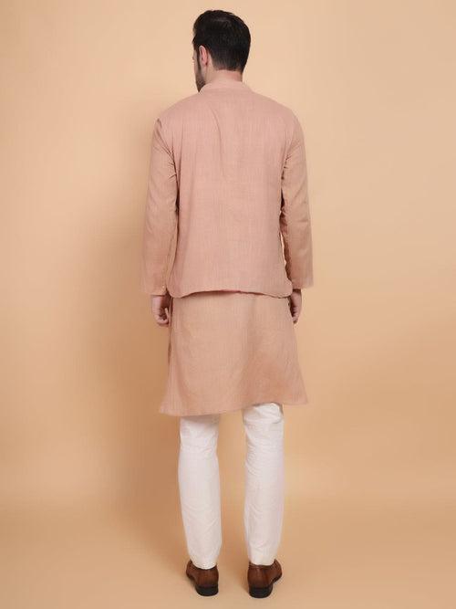 Beige Mirror Work Kurta Set