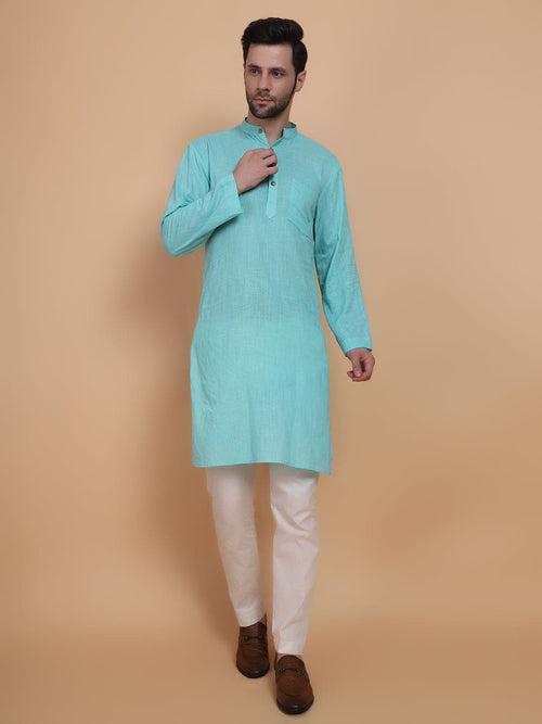 Aqua Blue Mirror Work Kurta Set