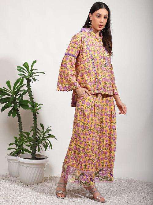 Yellow Embroidered Mirror Work Co-Ord Set