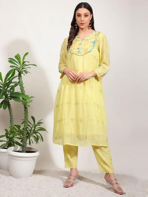 Yellow Chikankari Women Kurta Set