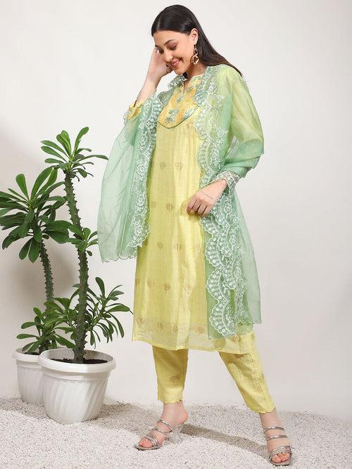 Yellow Chikankari Women Kurta Set