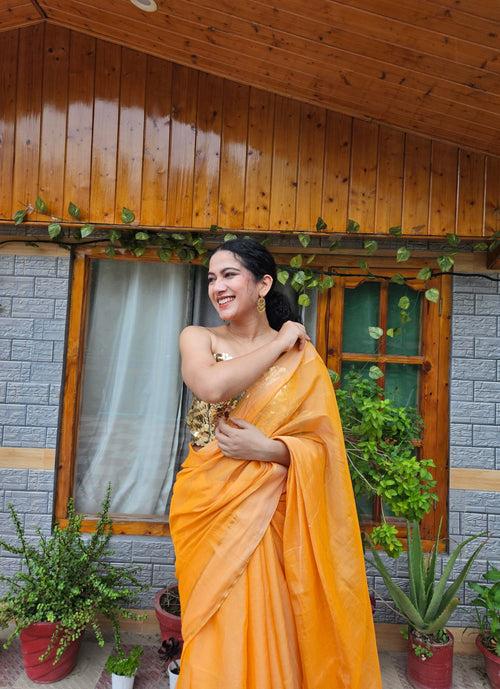 Orange Chanderi Silk Saree