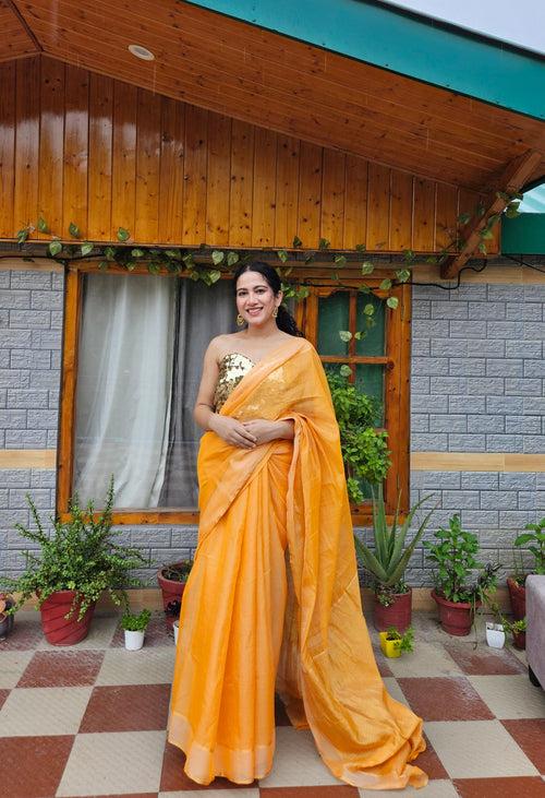 Orange Chanderi Silk Saree