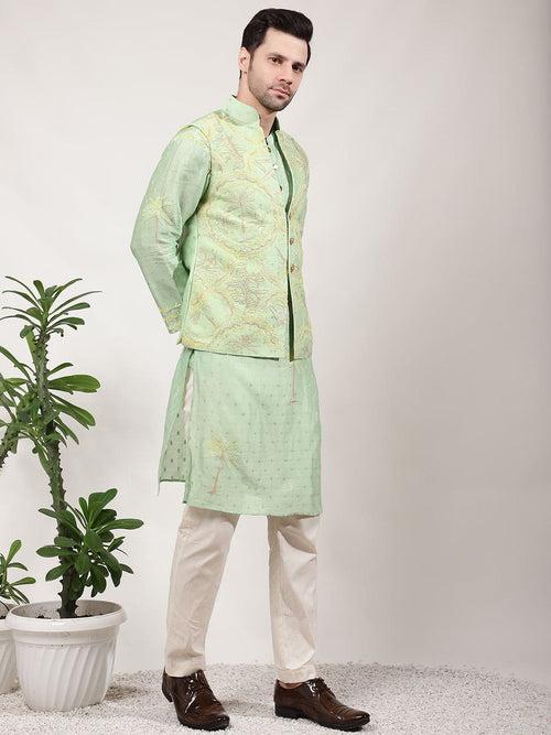 Green ChikanKari Silk Kurta Set