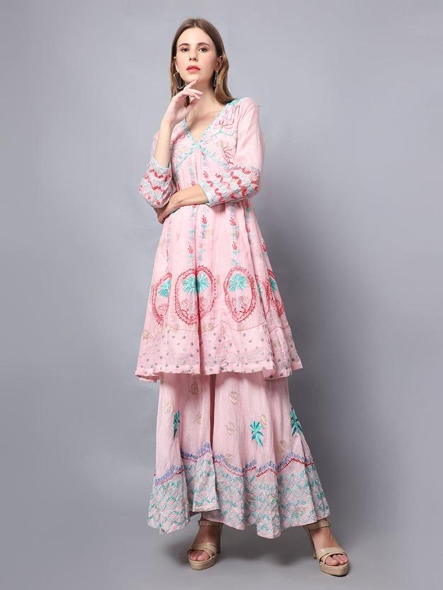 Light Pink Chanderi Sarara set