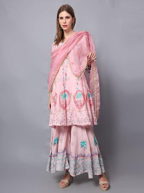 Light Pink Chanderi Sarara set