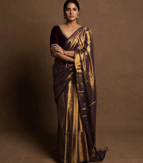 Black Gold Tissue Chanderi Saree