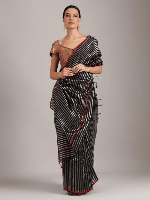 Black Silk Chanderi Saree