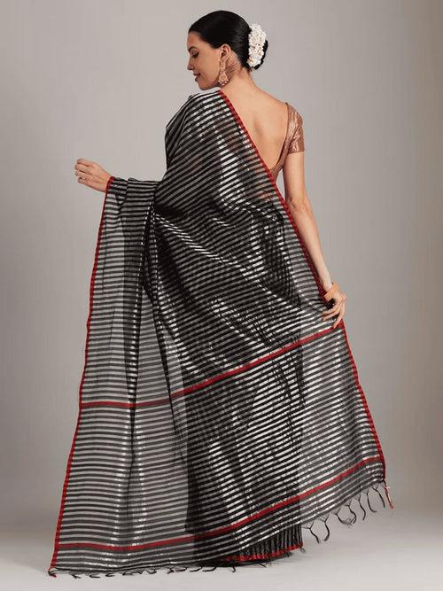 Black Silk Chanderi Saree