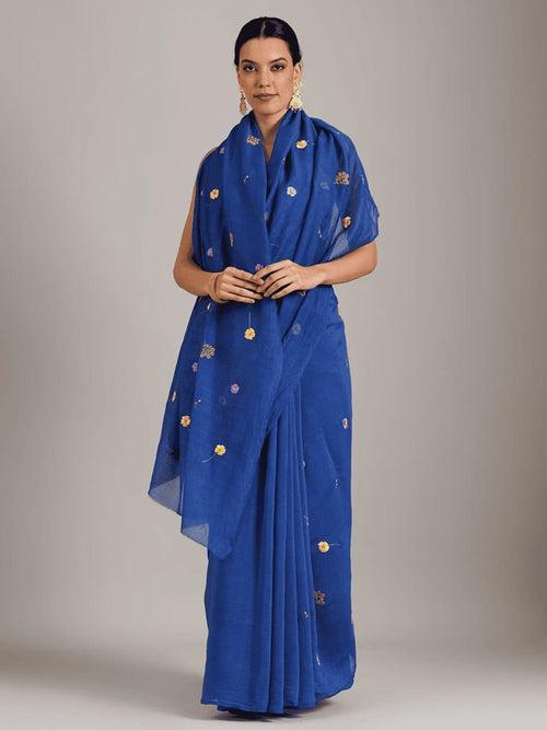 Blue Adda Work Silk Chanderi Saree