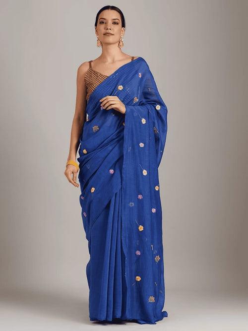 Blue Adda Work Silk Chanderi Saree