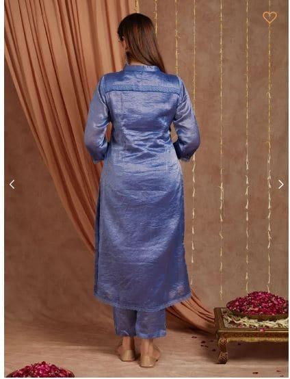 Blue Chanderi Silk Shimmer Kurta Set