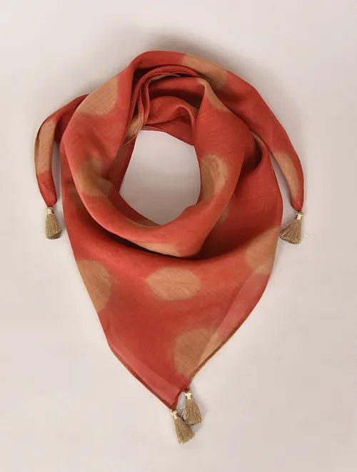 Orange Clamp Dye Chanderi Silk Scarf