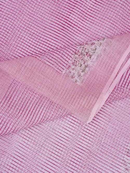 Pink Block Printed Kota Dupatta