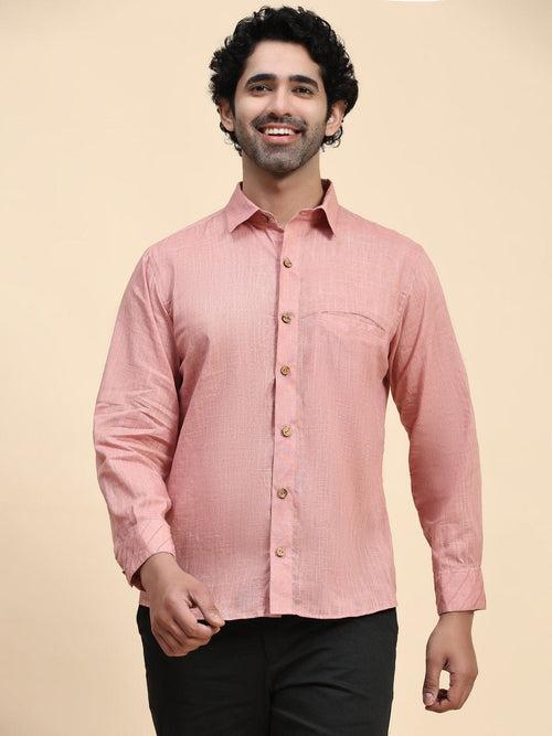 Pink Cotton Men Shirt