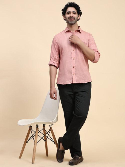 Pink Cotton Men Shirt