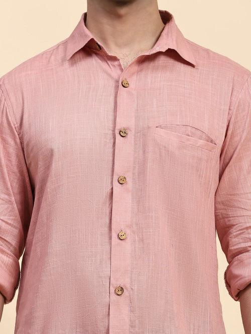 Pink Cotton Men Shirt