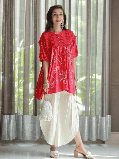 Red Bandhej Pattern Co-Ord Set