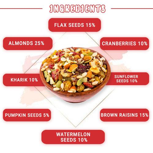 Nutorio Trail Mix 225-gram Roasted Snacks High Protein, Healthy Dry Fruits, Berries & Seeds for Eating, Workout Seeds, Multi Combo Snack (Trail Mix) (Pack 15 x 15gm Each)