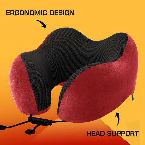 Travel Neck Pillow Combo With Soft Eye Mask, Carry Bag, and Ear Plugs