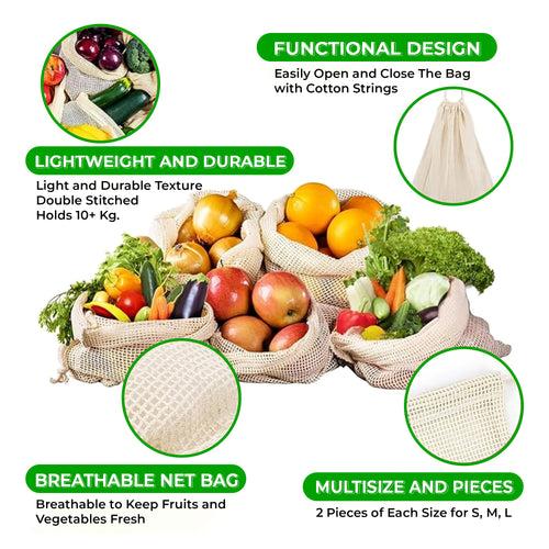 Vegetable Bag, Multi-Purpose Cotton Mesh Bag