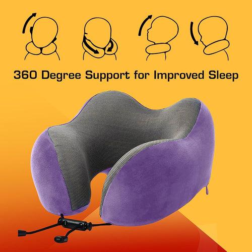 Travel Neck Pillow Combo With Soft Eye Mask, Carry Bag, and Ear Plugs