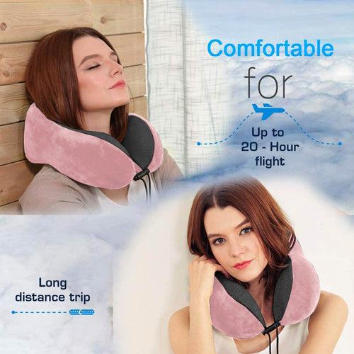 Travel Neck Pillow Combo With Soft Eye Mask, Carry Bag, and Ear Plugs