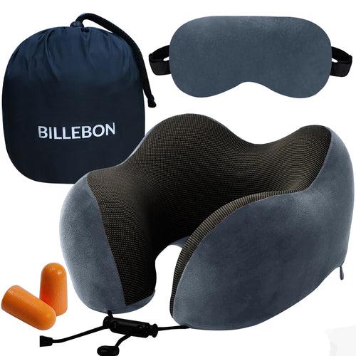 Travel Neck Pillow Combo With Soft Eye Mask, Carry Bag, and Ear Plugs