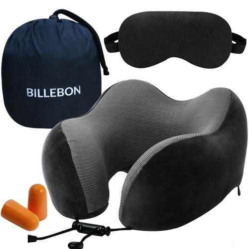 Travel Neck Pillow Combo With Soft Eye Mask, Carry Bag, and Ear Plugs