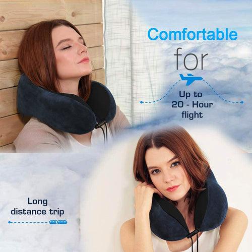 Travel Neck Pillow Combo With Soft Eye Mask, Carry Bag, and Ear Plugs