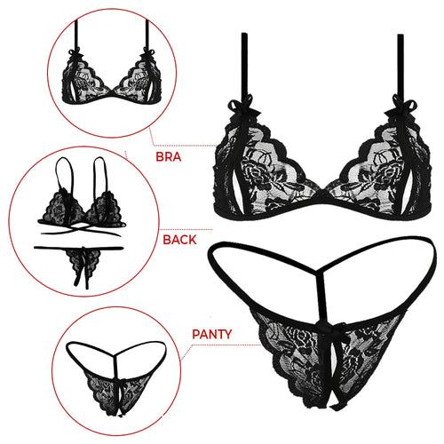 Women's Babydoll Bra and Panty Lace Lingerie Set