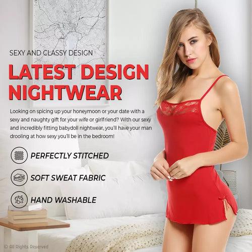 Women Nightwear Babydoll Dress with G-String Panty