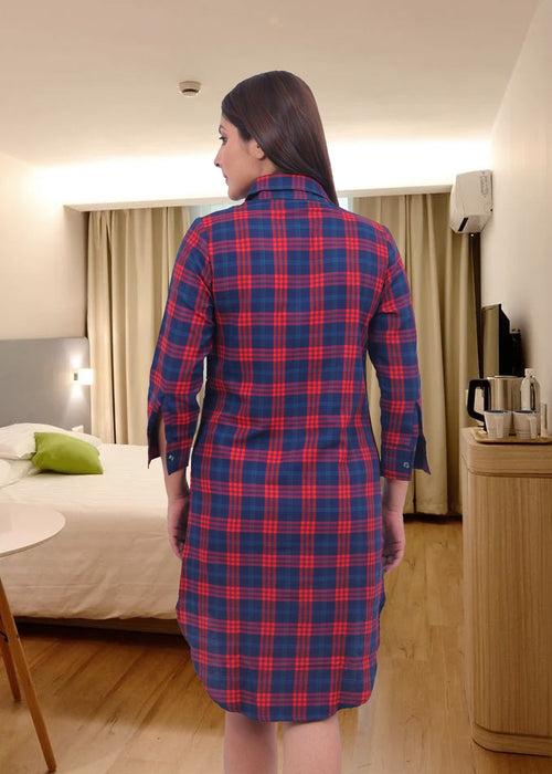 Billebon Button Up Checked Shirt Nightdress