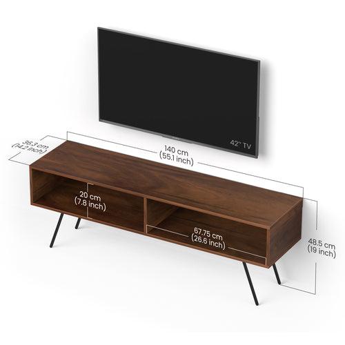 Averyl Engineering Wood TV Entertainment Unit /TV Cabinet with Shelves with Black Pencil Legs, Ideal for 55 Inches