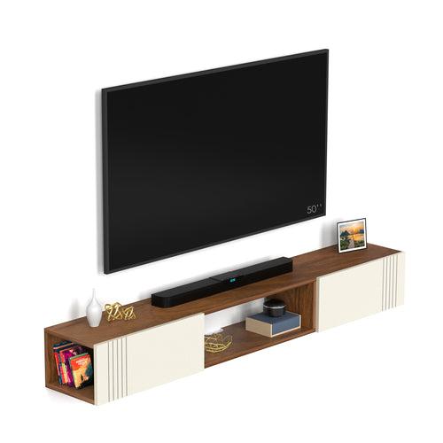 Darien TV Entertainment Unit & Cabinet with Storage Shelves, Upto 55" (Maple Brown & Frosty)