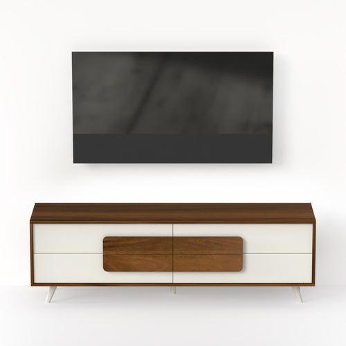 Mayrone TV Unit & Cabinet with Storage Drawers, Ideal for Up to 60" (Brown Maple & Frosty)